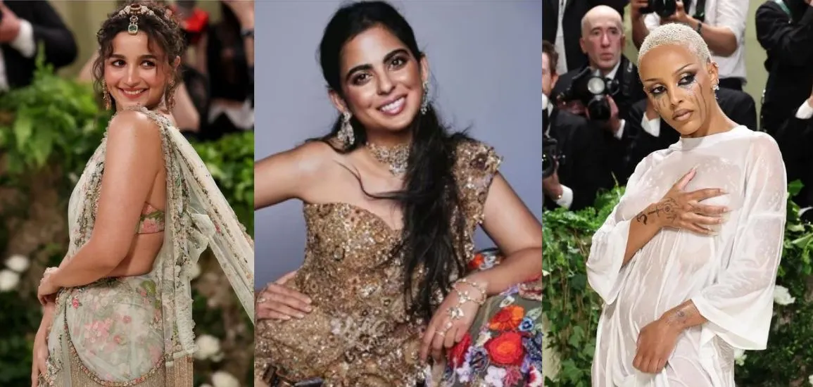Alia Bhatt dazzles in a Sabyasachi saree, Isha Ambani donned a floral fantasy, and Doja Cat’s wet shirt at the Met Gala 2024