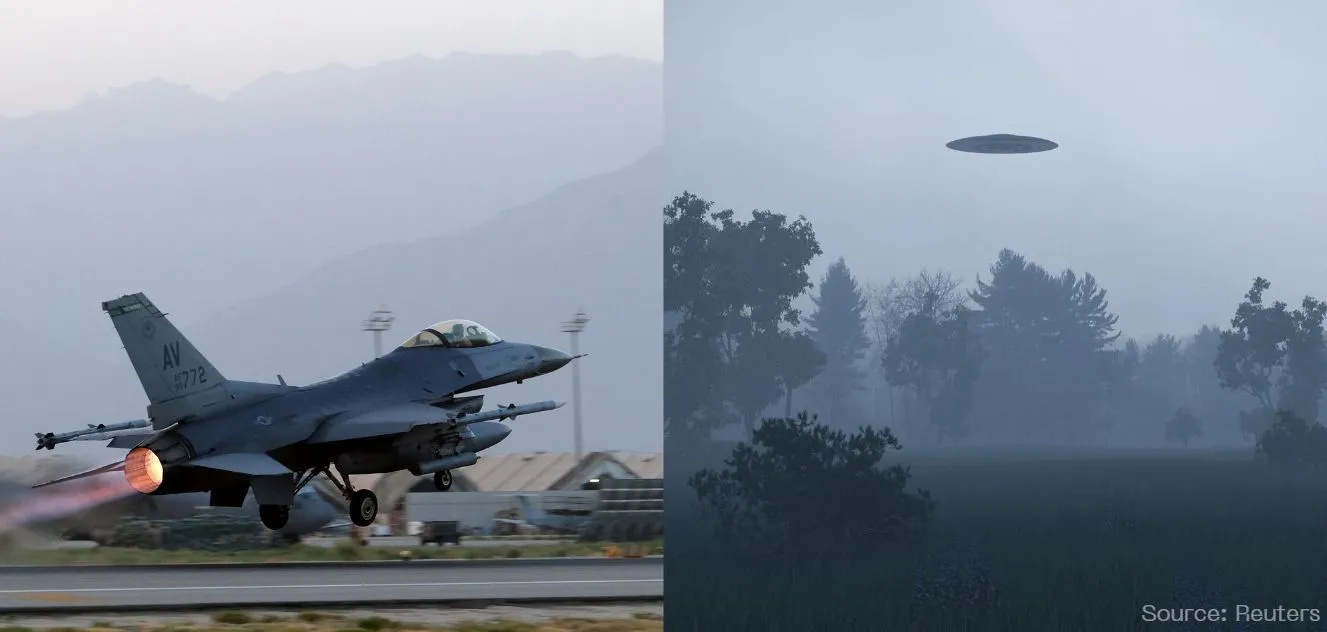 US F-16 Fighter Jet Shoots Down a UFO Over Lake Huron, the Third UFO in Three Days